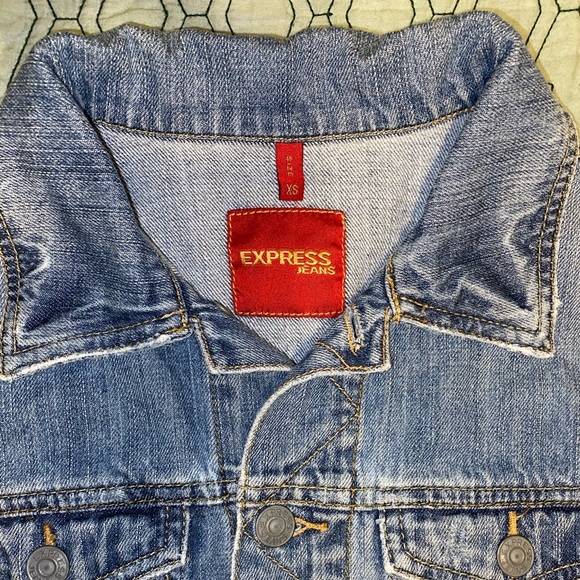 Express Jeans Shorty Denim Distressed Jacket XS - Picture 3 of 6